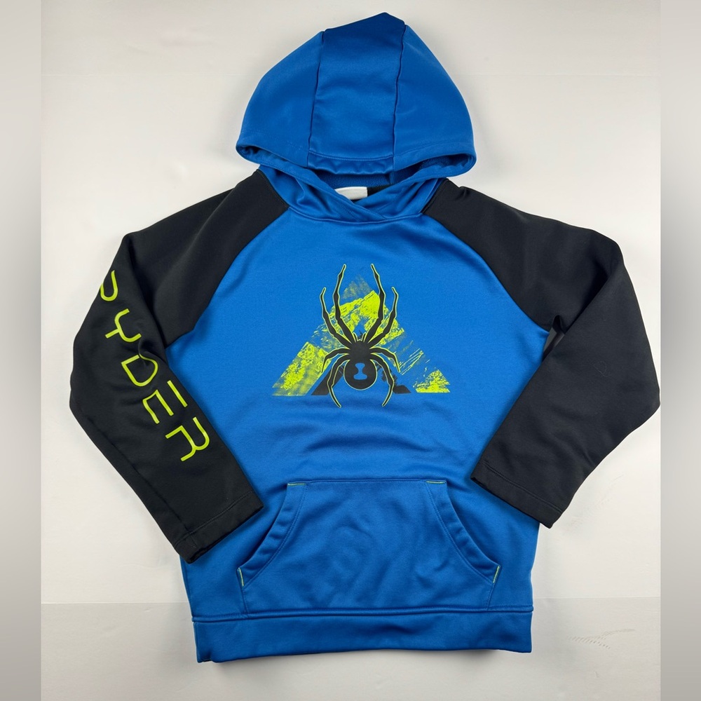 Spyder Kids Blue and Black Hoodie with Neon Accents